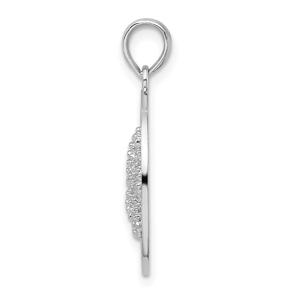 Sterling Silver Rhodium-plated Marathon FL Keys Circle w/Starfish Pendant