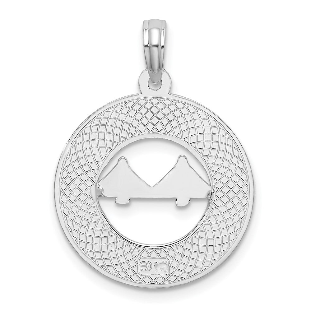 Sterling Silver Rhodium-plated Textured Charleston w/Bridge Pendant