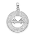 Sterling Silver Rhodium-plated Textured Charleston w/Bridge Pendant