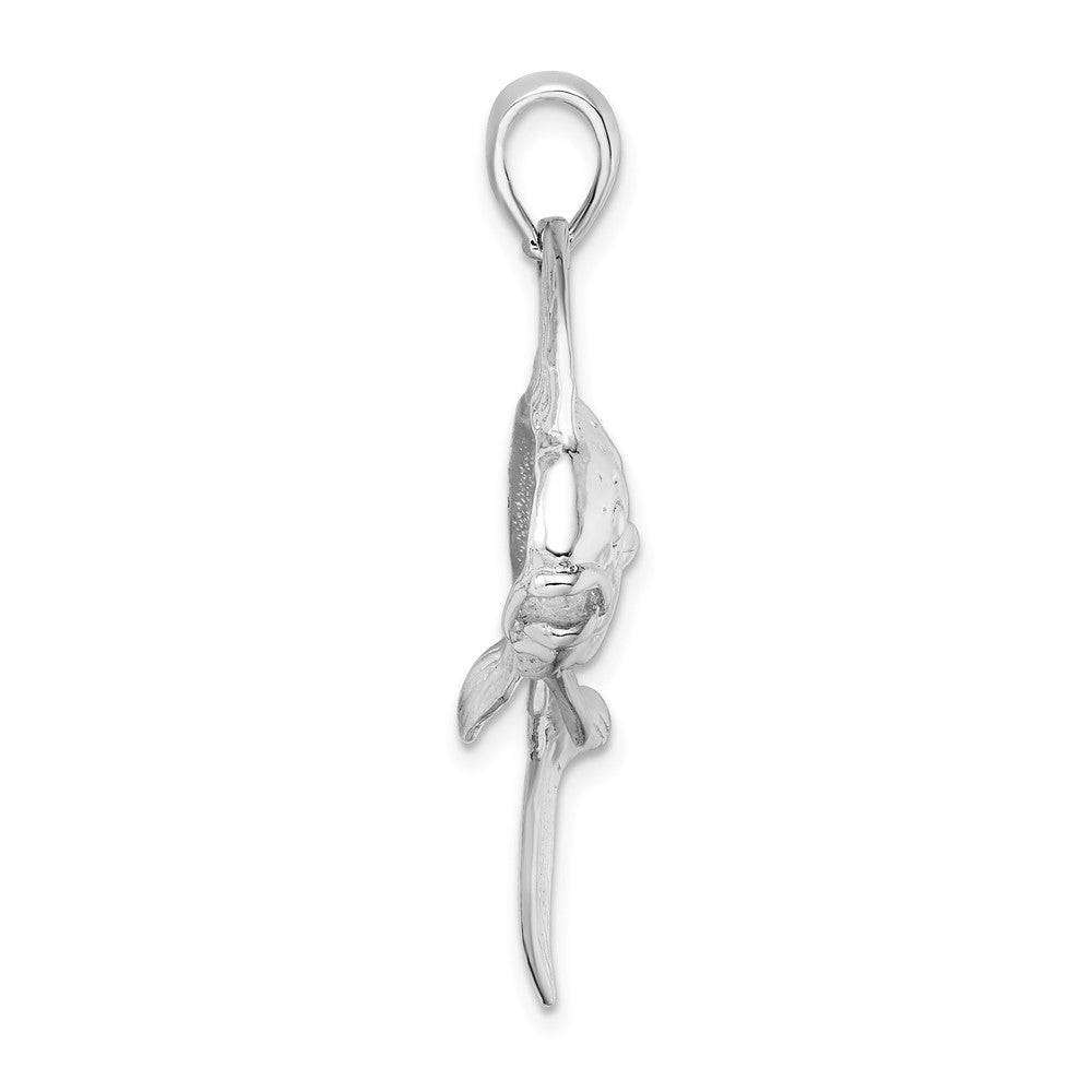 Sterling Silver Rhodium-plated Polished Mahi-Mahi Fish Pendant