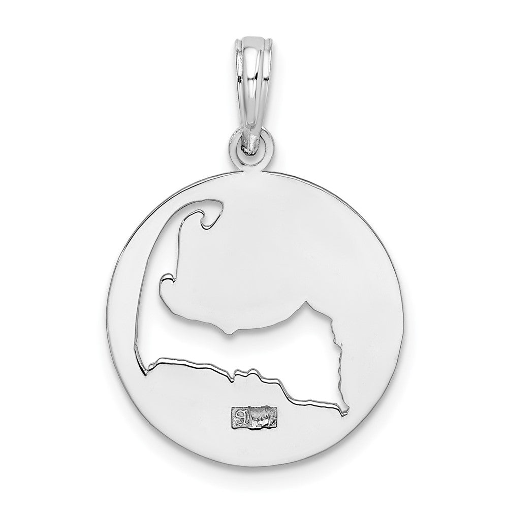 Sterling Silver Rhodium-plated Polished Cape Cod Cut-out Pendant