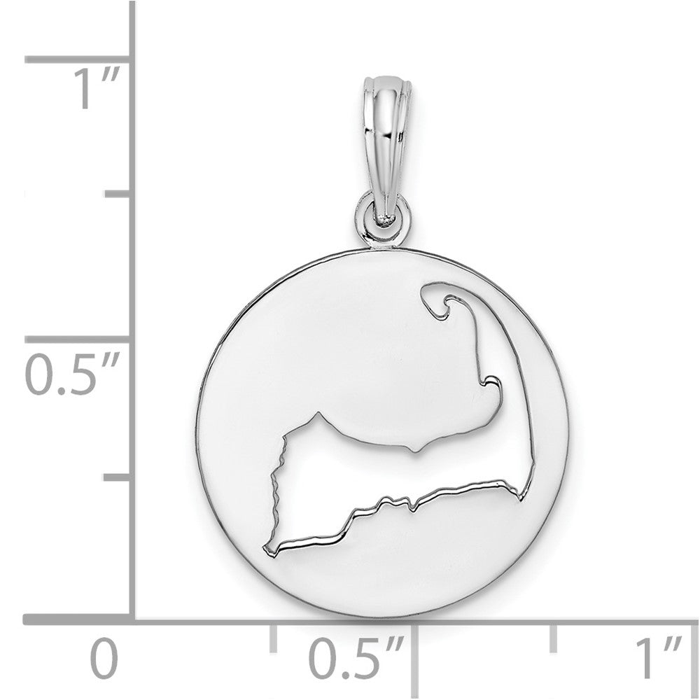Sterling Silver Rhodium-plated Polished Cape Cod Cut-out Pendant