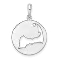 Sterling Silver Rhodium-plated Polished Cape Cod Cut-out Pendant