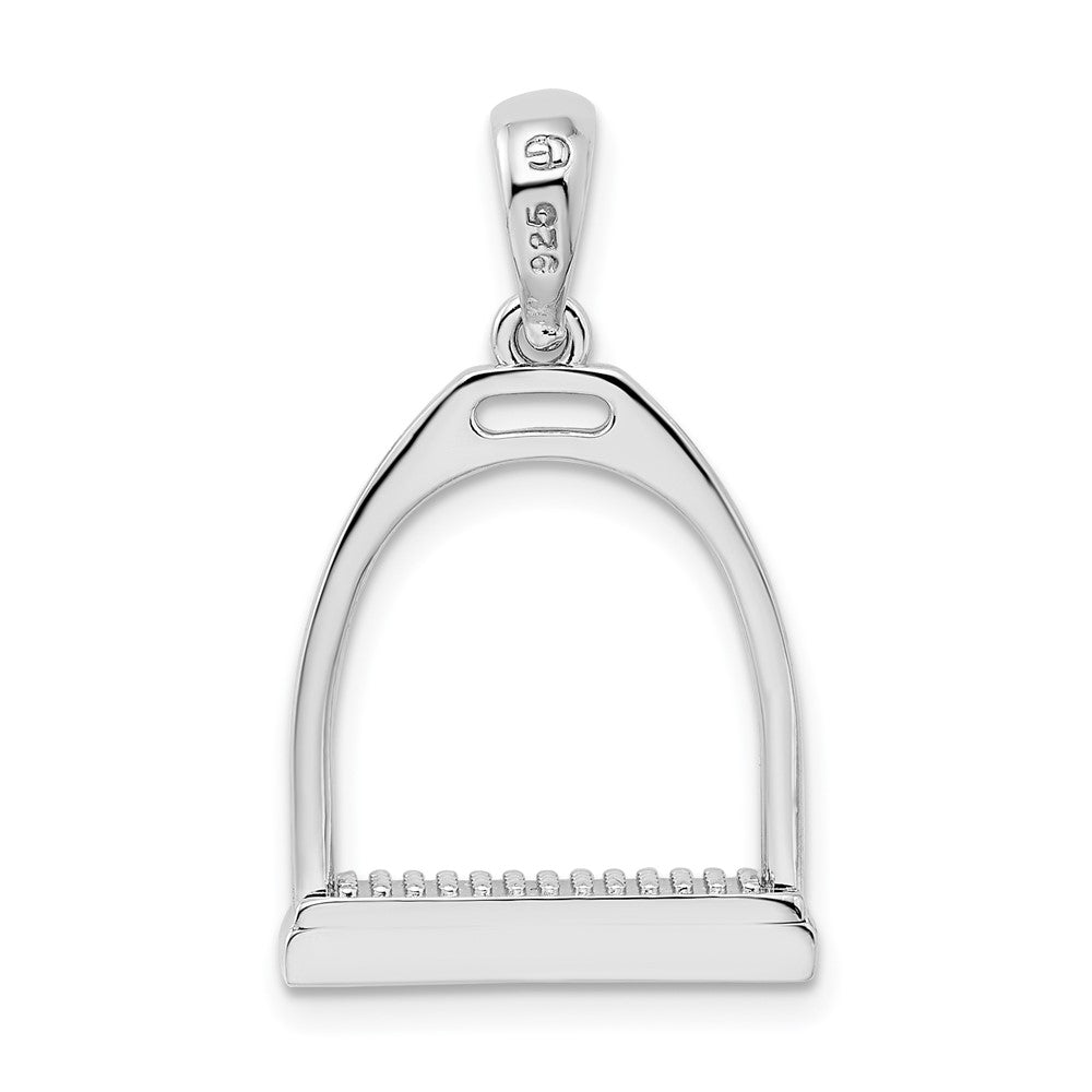Sterling Silver Polished 3D Large Horse Stirrup Pendant