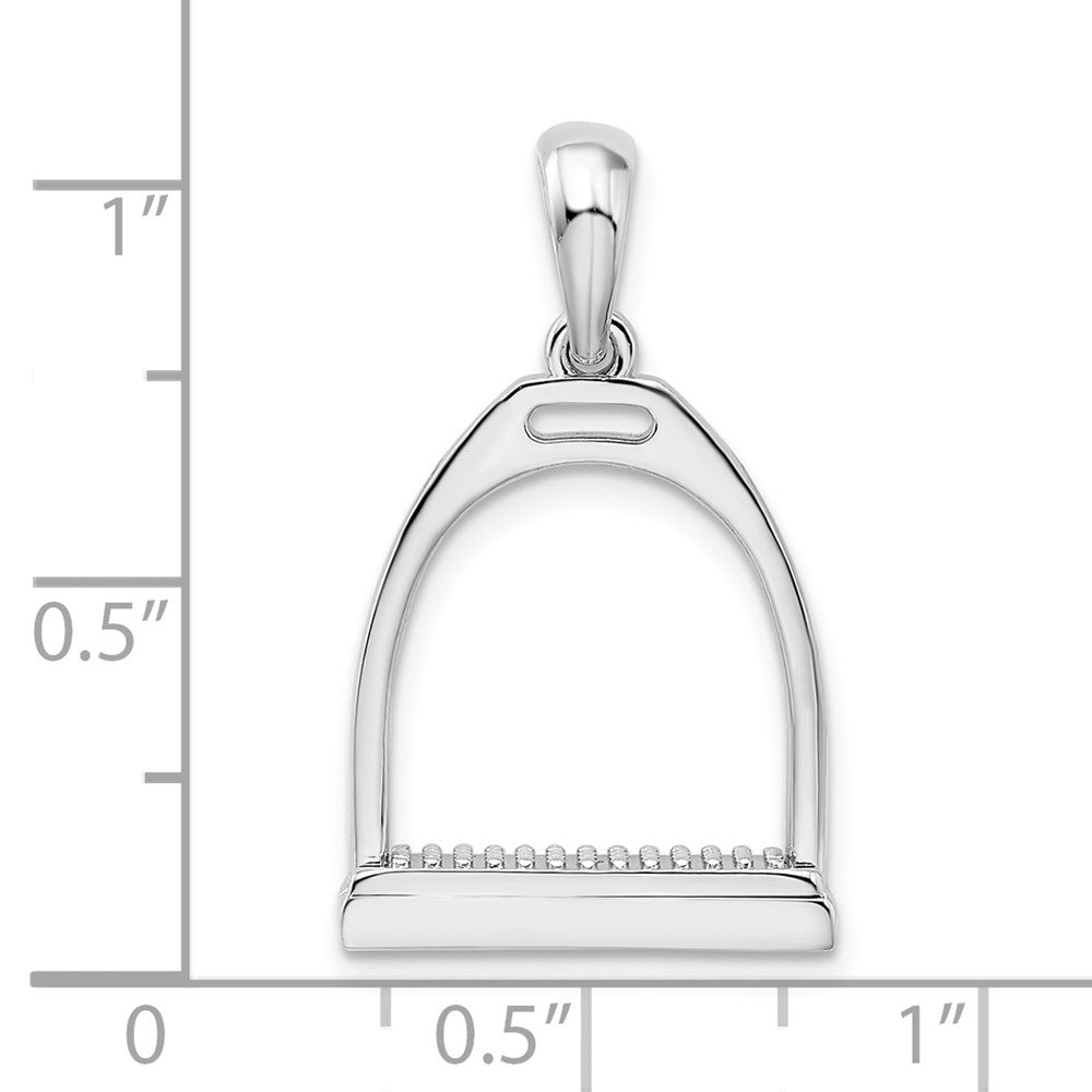 Sterling Silver Polished 3D Large Horse Stirrup Pendant