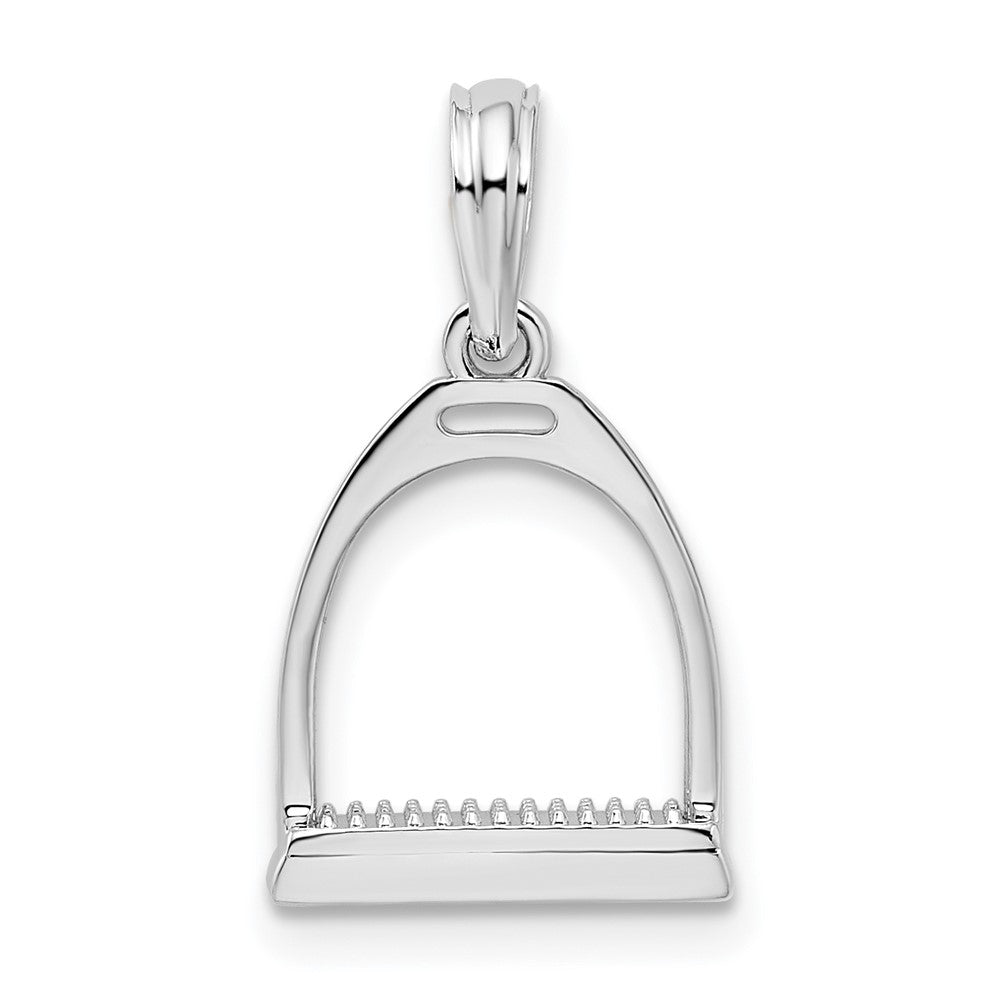 Sterling Silver Polished 3D Horse Stirrup Pendant
