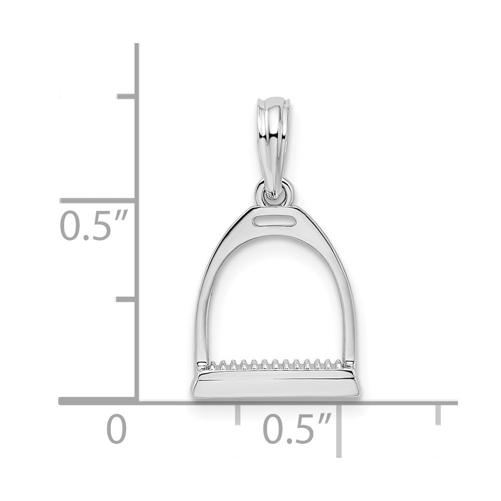 Sterling Silver Polished 3D Horse Stirrup Pendant