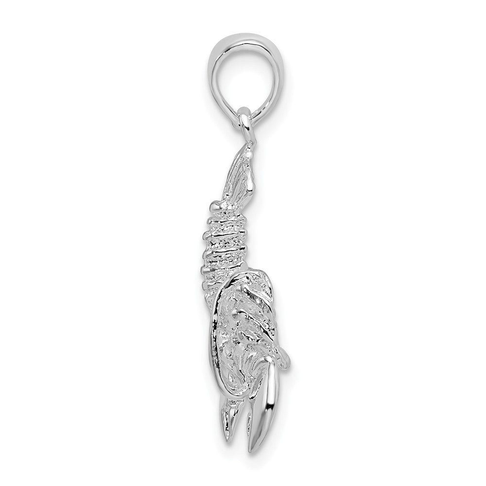 Sterling Silver Rhodium-plated Polished Moveable Lobster Pendant