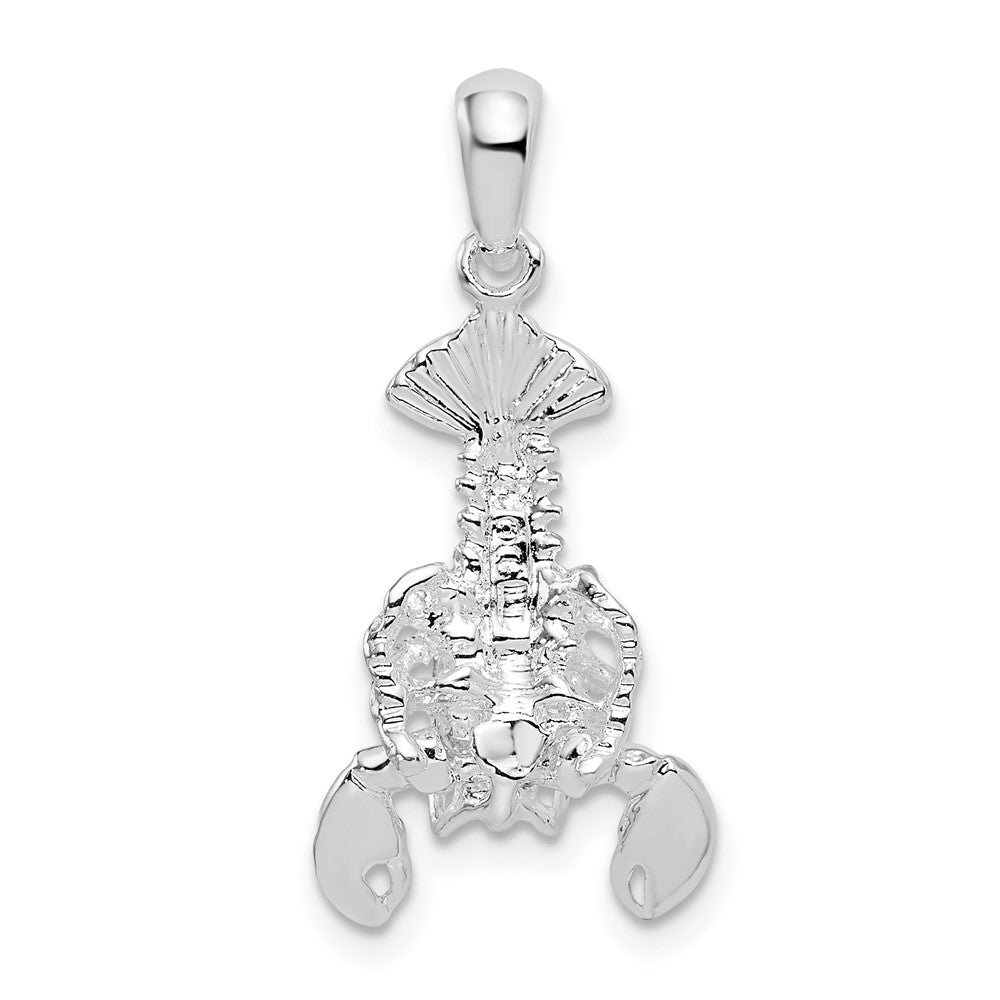 Sterling Silver Rhodium-plated Polished Moveable Lobster Pendant
