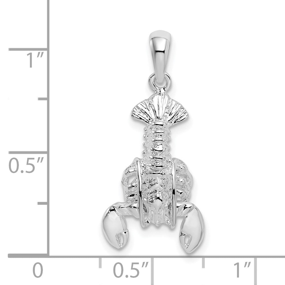 Sterling Silver Rhodium-plated Polished Moveable Lobster Pendant