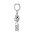 Sterling Silver Rhodium-plated Polished 3D Mini Sitting Cat Pendant