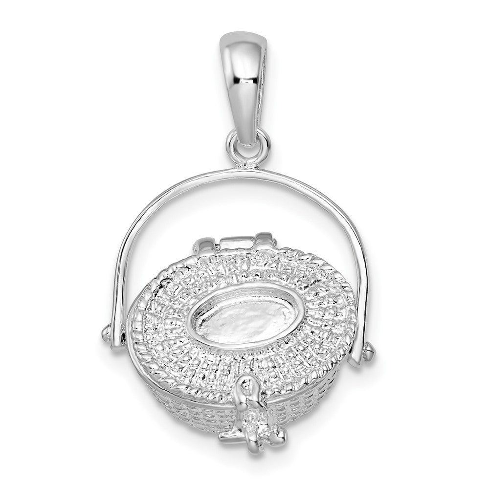 Sterling Silver Rhodium-plated Polished 3D Nantucket Basket Pendant