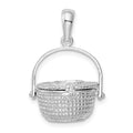 Sterling Silver Rhodium-plated Polished 3D Nantucket Basket Pendant