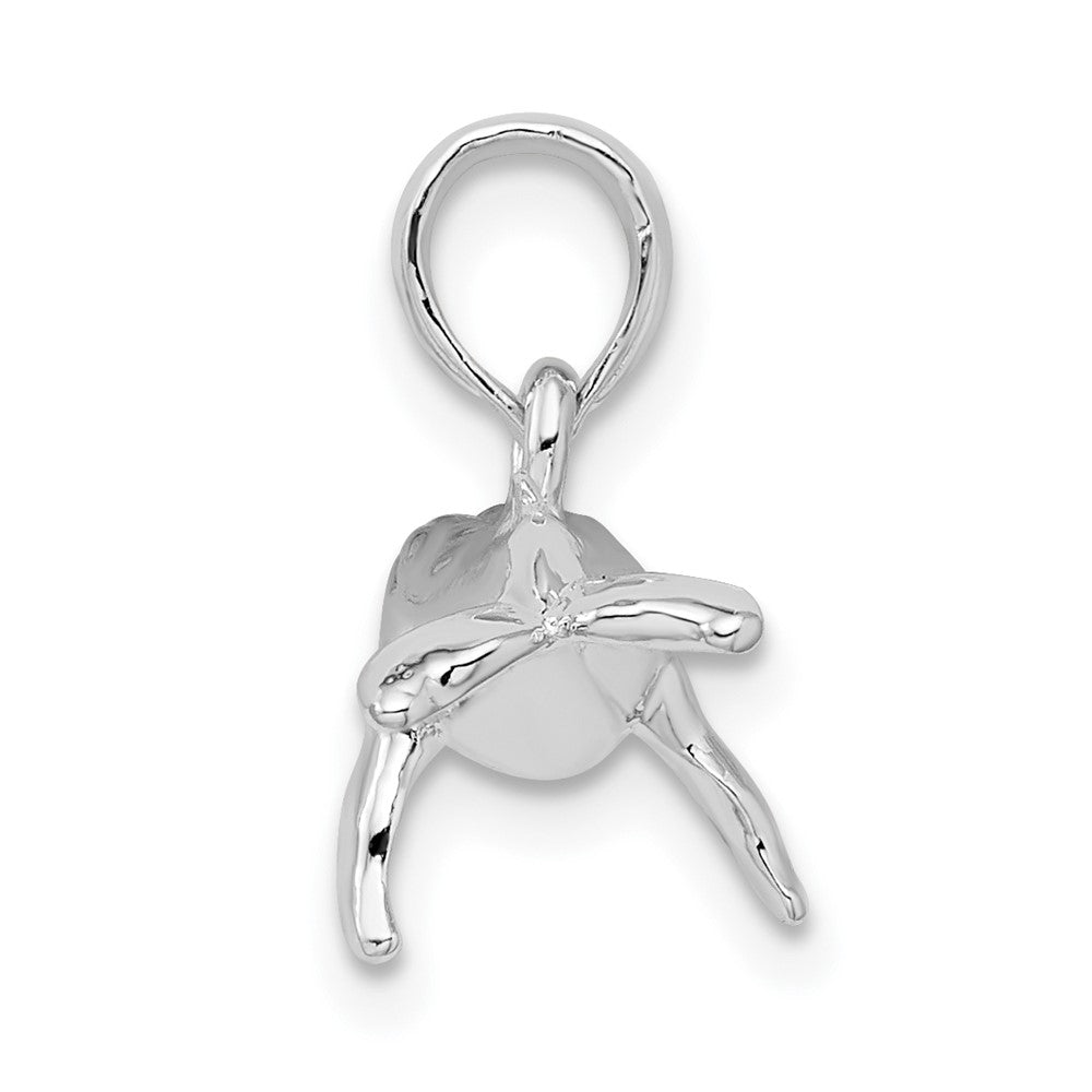 Sterling Silver Rhodium-plated Polished 3D Humpback Whale Pendant