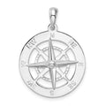 Sterling Silver Rhodium-plated Polished Nautical Compass Pendant