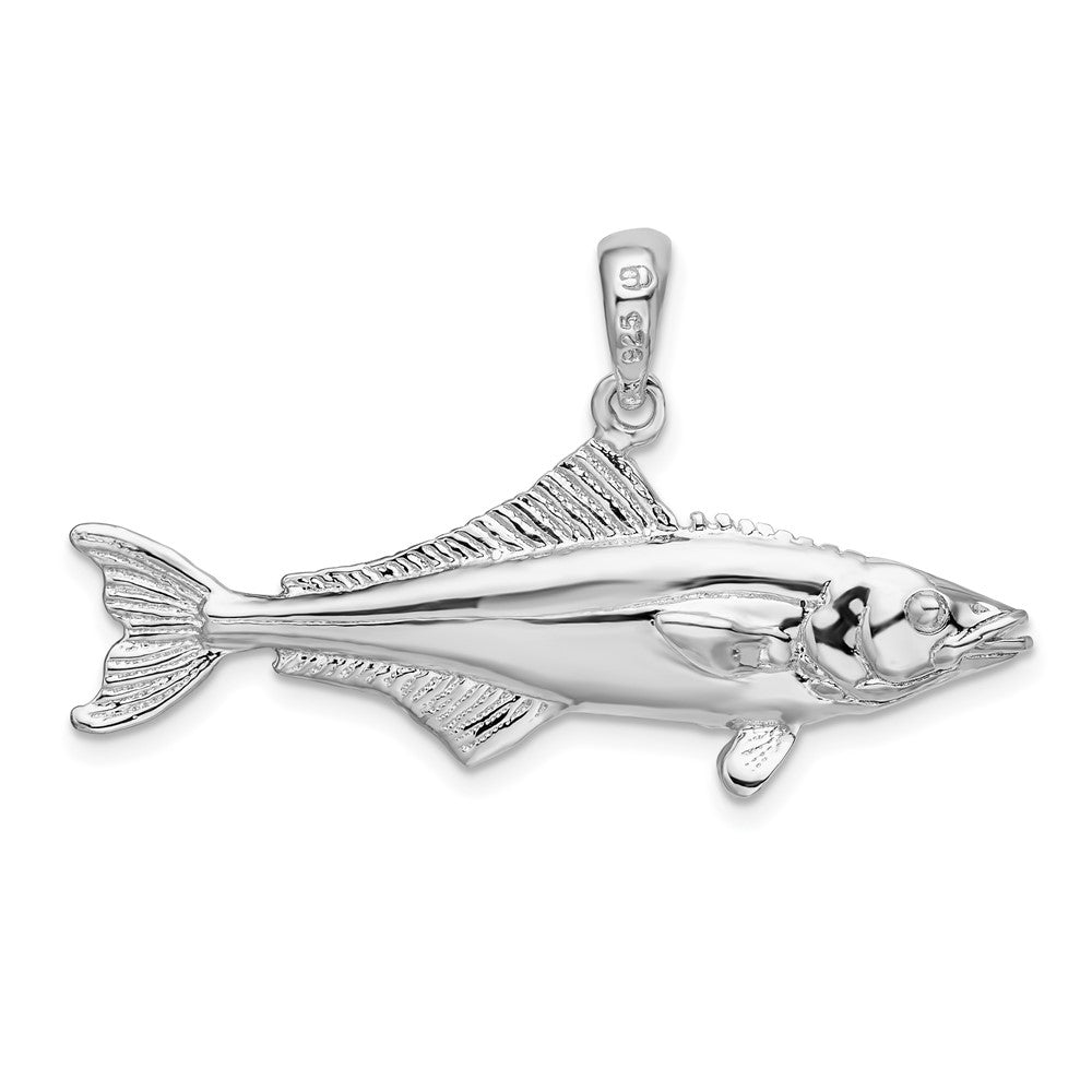 Sterling Silver Rhodium-plated Polished 3D Cobia Fish Pendant