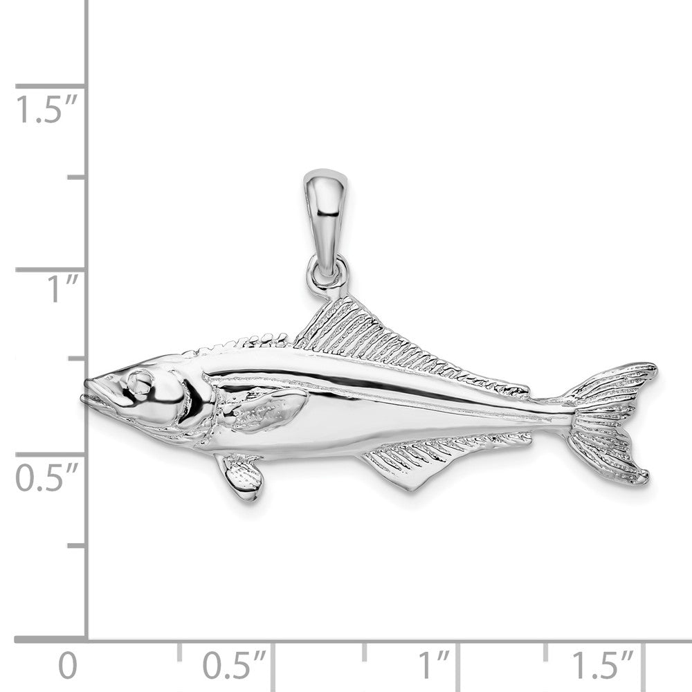 Sterling Silver Rhodium-plated Polished 3D Cobia Fish Pendant