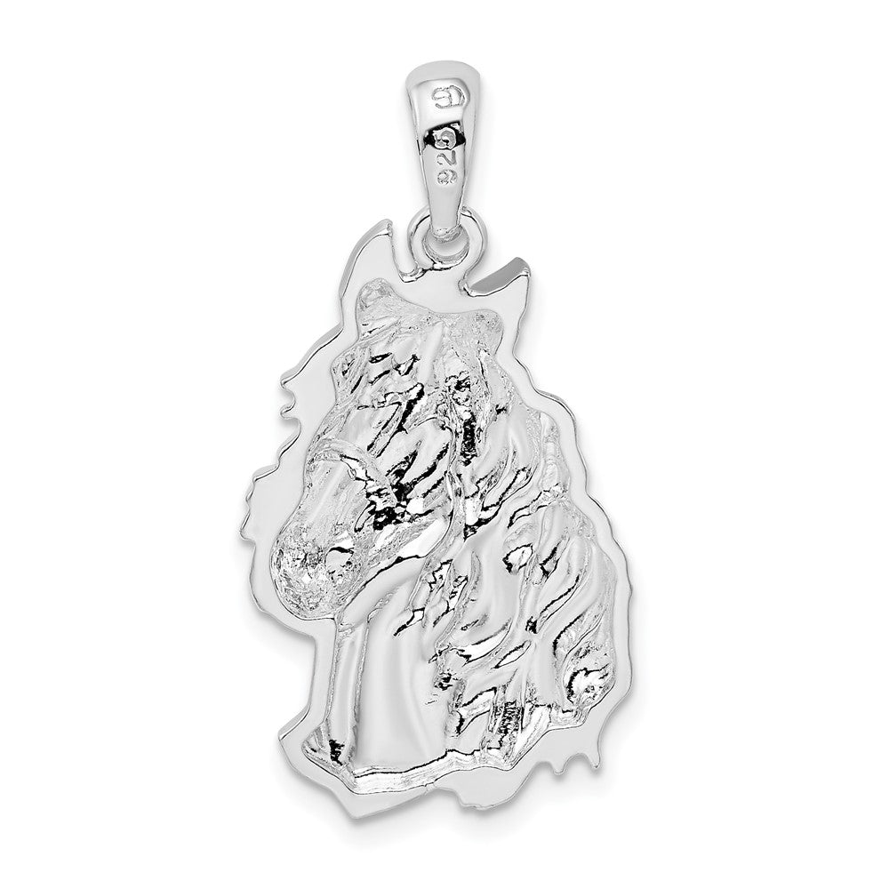 Sterling Silver Rhodium-plated Polished Horse Head Pendant