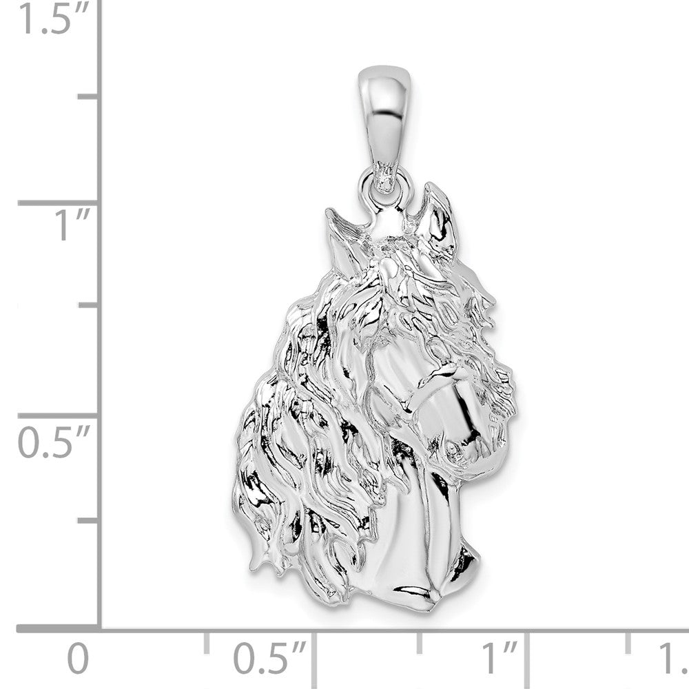 Sterling Silver Rhodium-plated Polished Horse Head Pendant