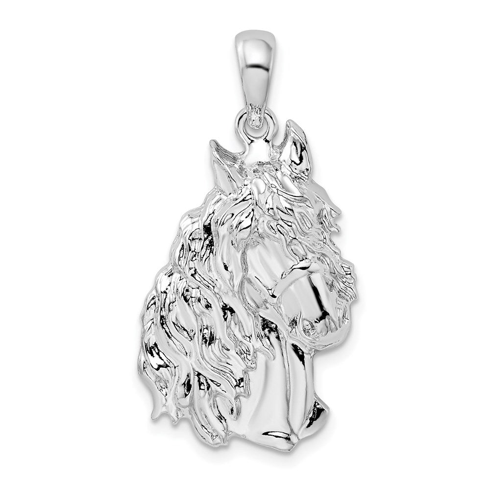 Sterling Silver Rhodium-plated Polished Horse Head Pendant
