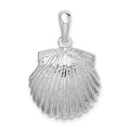 Sterling Silver Rhodium-plated Polished Scallop Shell Pendant