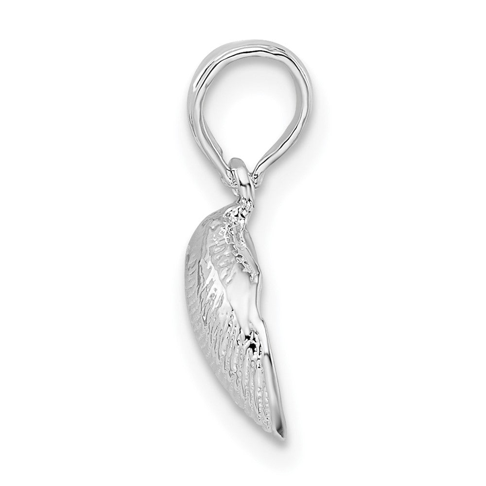 Sterling Silver Rhodium-plated Polished Clam Shell Pendant