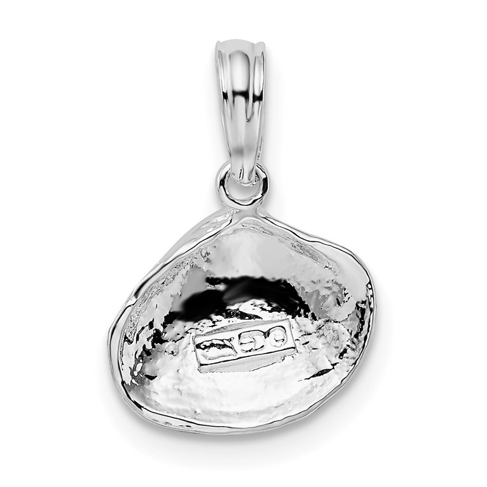 Sterling Silver Rhodium-plated Polished Clam Shell Pendant