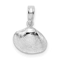 Sterling Silver Rhodium-plated Polished Clam Shell Pendant