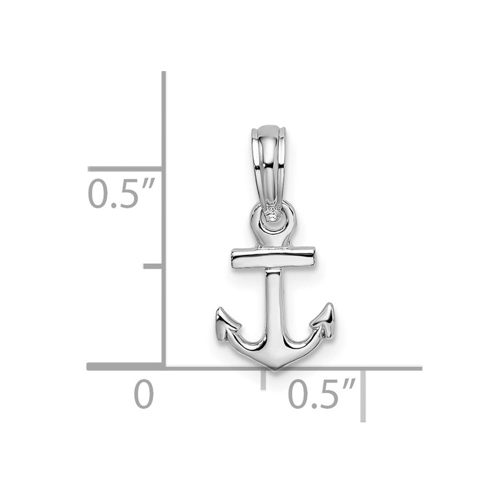 Sterling Silver Polished 3D Mini Anchor Pendant
