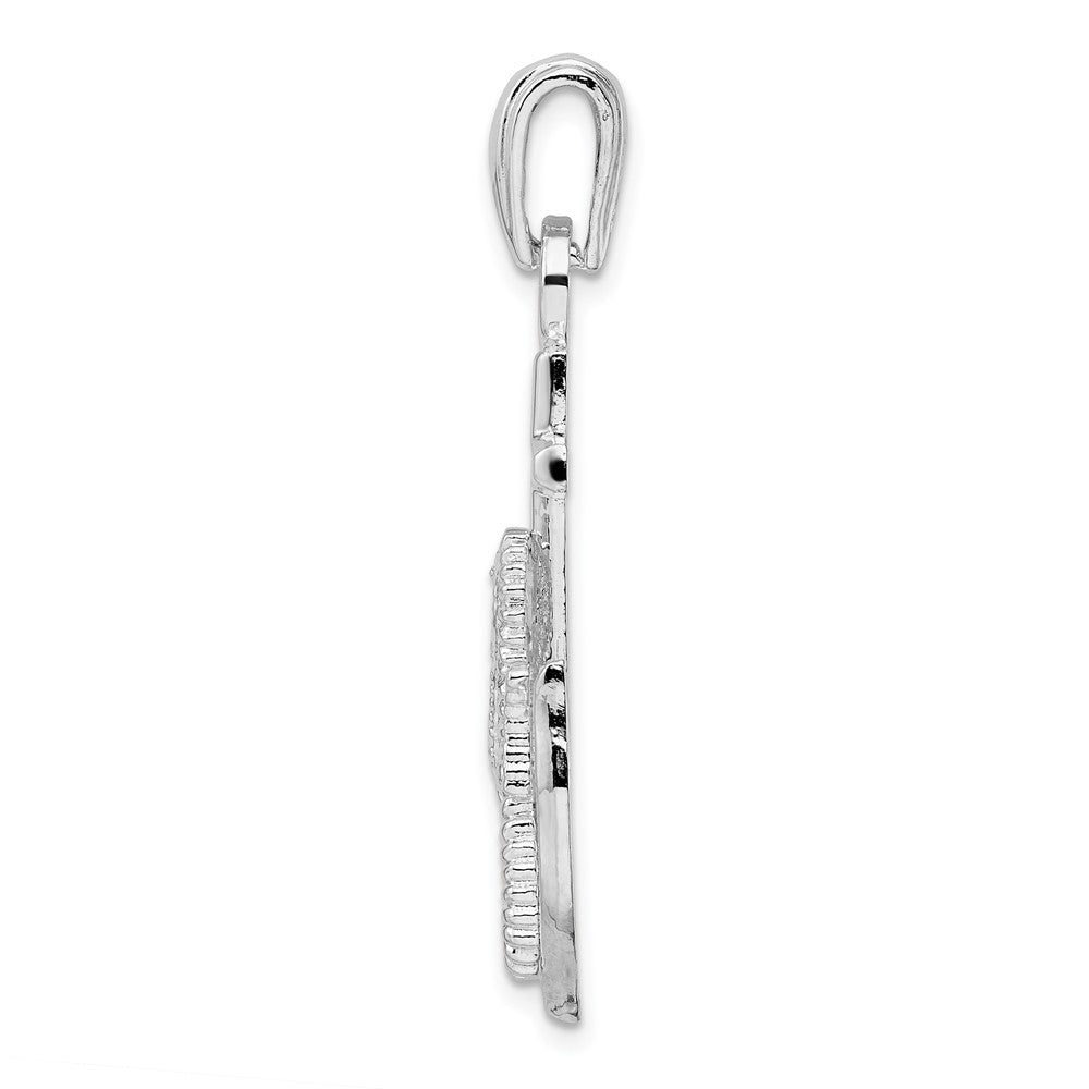 Sterling Silver Rhodium-plated Polished Anchor w/Seahorse Pendant