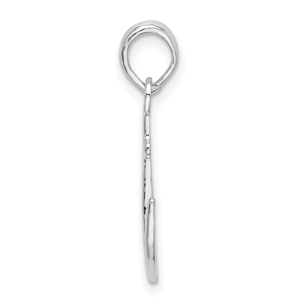 Sterling Silver Rhodium-plated Polished Anchor Pendant