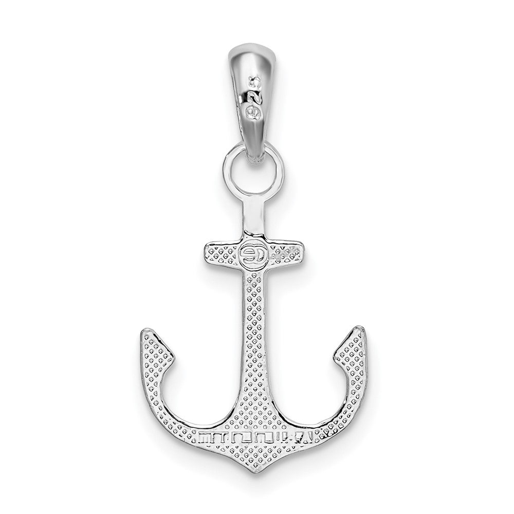 Sterling Silver Rhodium-plated Polished Anchor Pendant