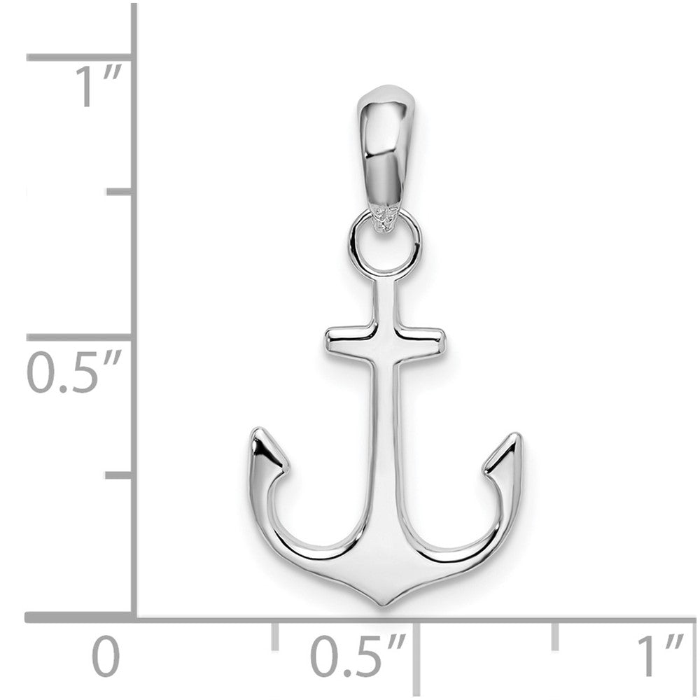 Sterling Silver Rhodium-plated Polished Anchor Pendant