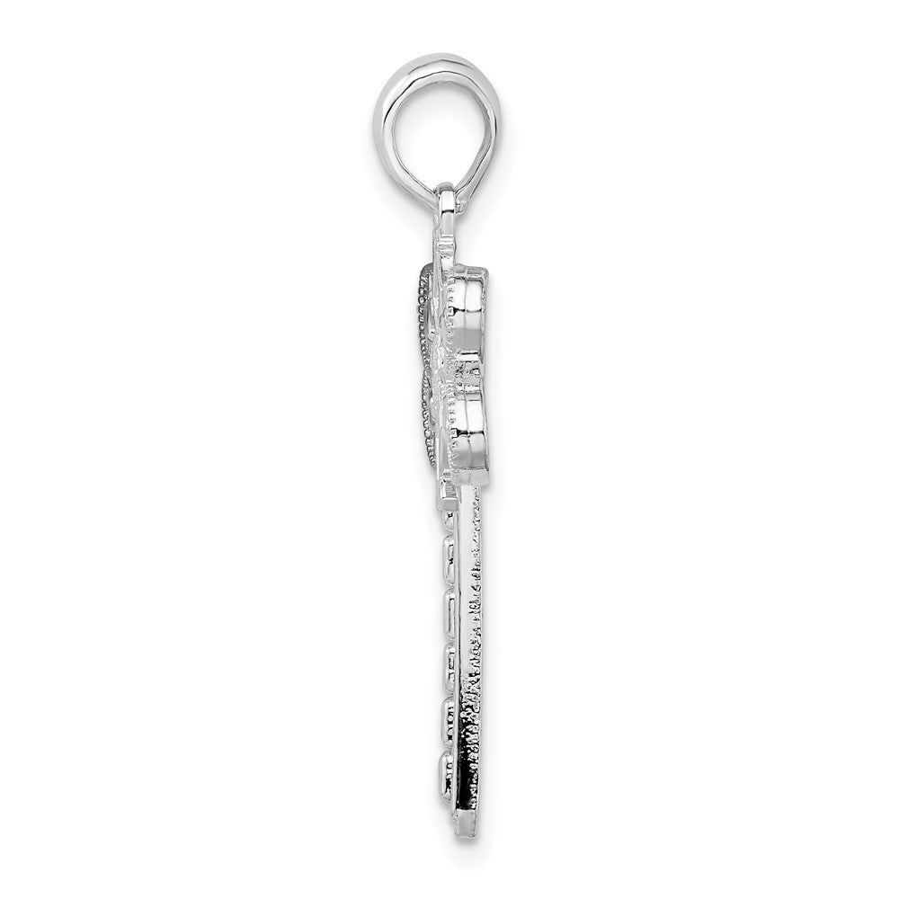 Sterling Silver Rhodium-plated Polished Cut-out Dragonfly Pendant