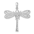 Sterling Silver Rhodium-plated Polished Cut-out Dragonfly Pendant