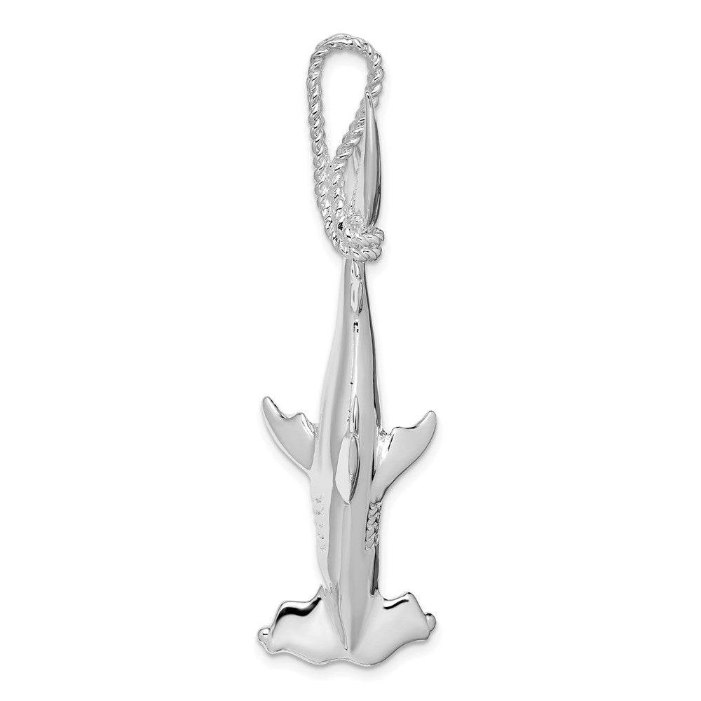 Sterling Silver Rhod-plated Polished 3D Hammerhead Shark Pendant