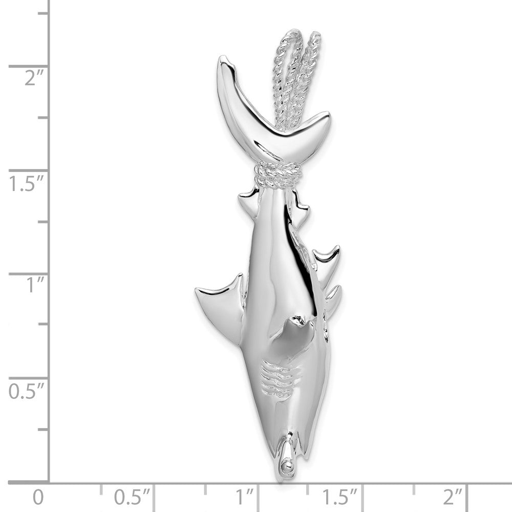 Sterling Silver Rhod-plated Polished 3D Hammerhead Shark Pendant