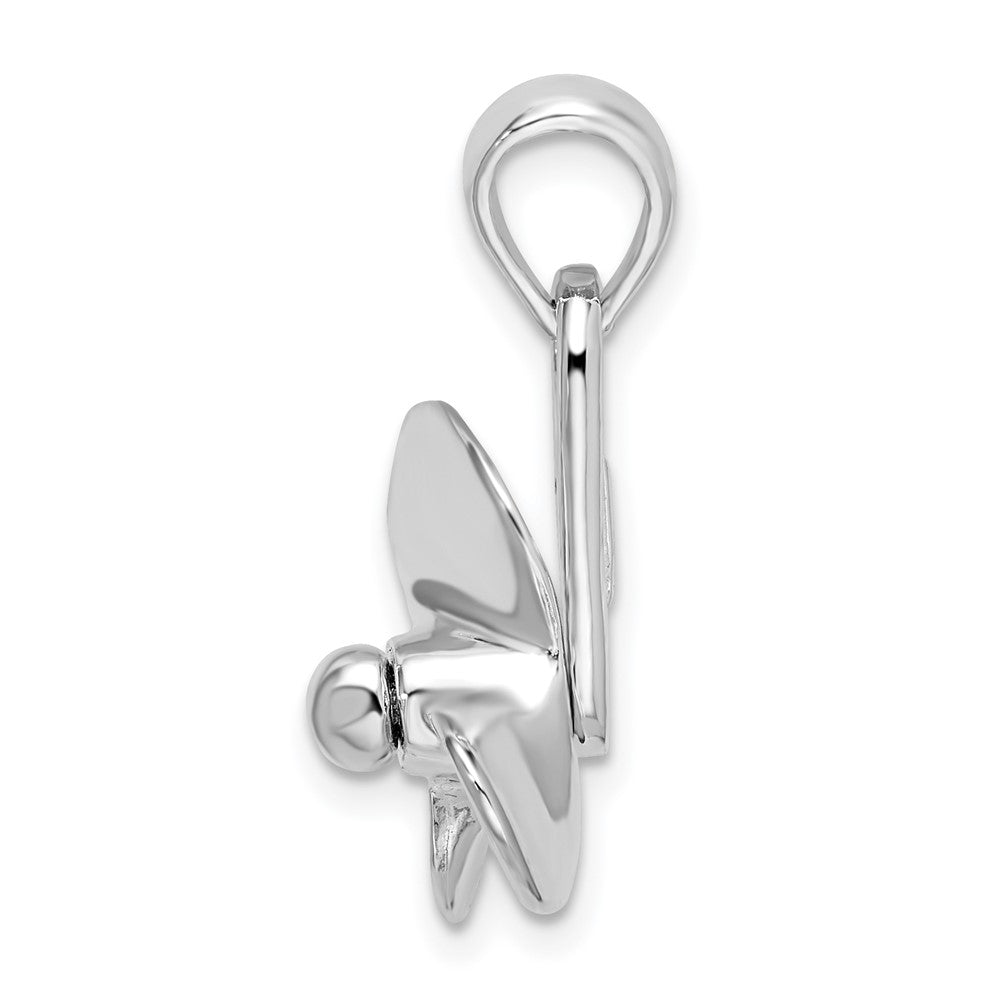 Sterling Silver Rhodium-plated Polished Moveable 3D Propeller Pendant