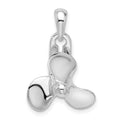 Sterling Silver Rhodium-plated Polished Moveable 3D Propeller Pendant