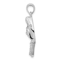 Sterling Silver Rhodium-plated Polished Moveable Shark Head Pendant