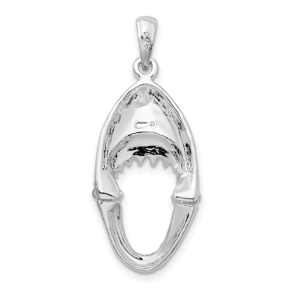 Sterling Silver Rhodium-plated Polished Moveable Shark Head Pendant