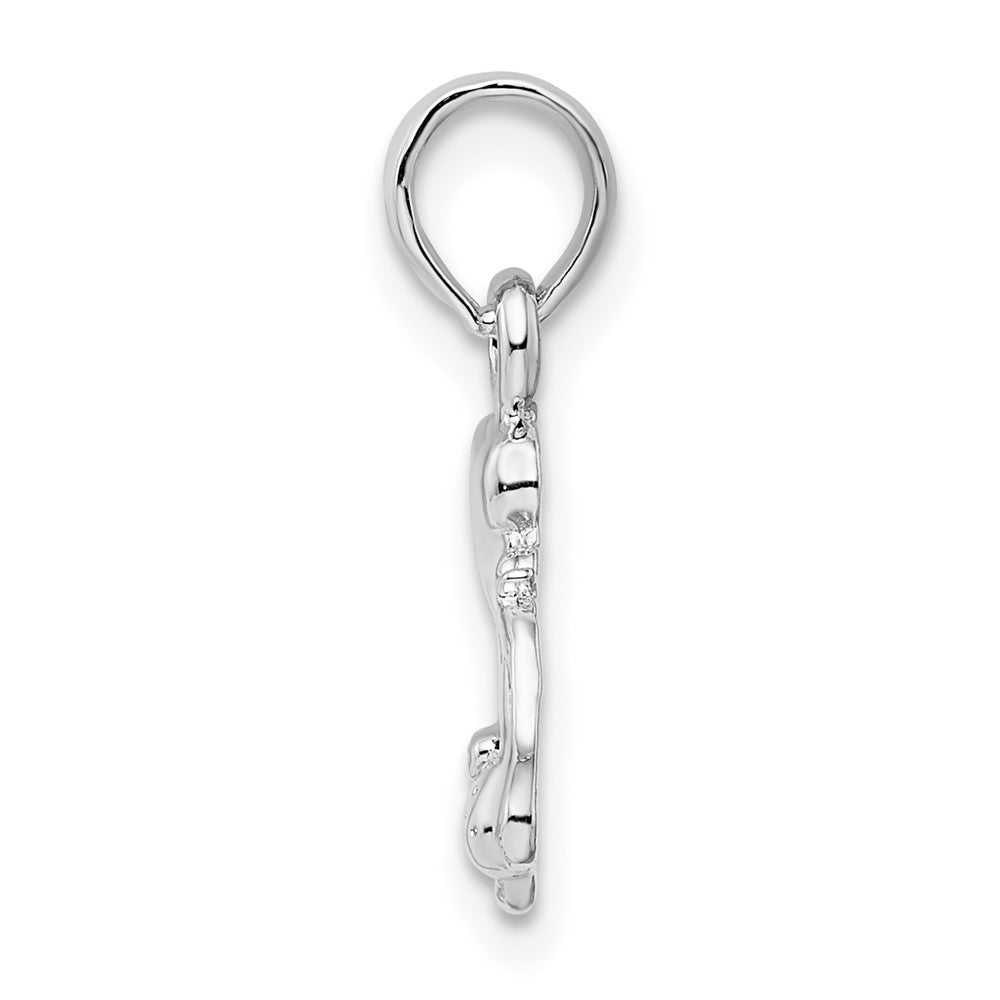 Sterling Silver Rhodium-plated Polished I Heart My Dog Pendant
