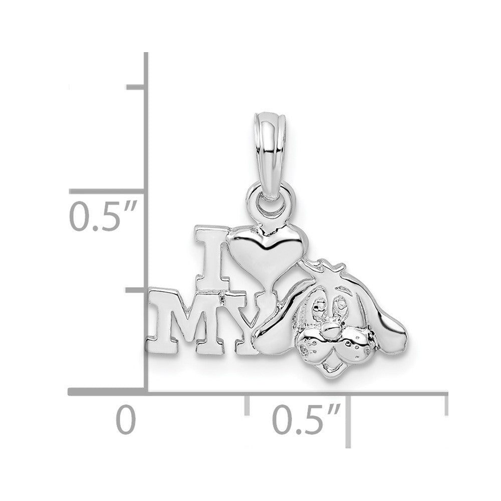 Sterling Silver Rhodium-plated Polished I Heart My Dog Pendant