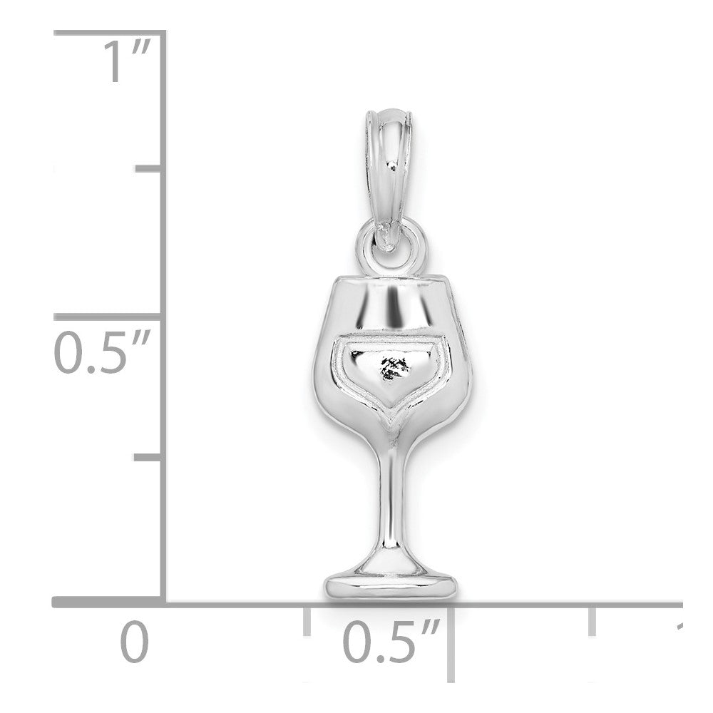Sterling Silver Rhodium-plated Polished Wine Glass Pendant