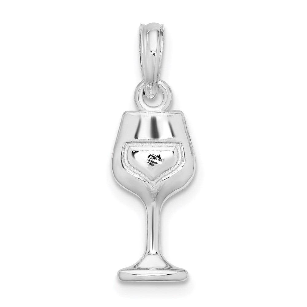 Sterling Silver Rhodium-plated Polished Wine Glass Pendant