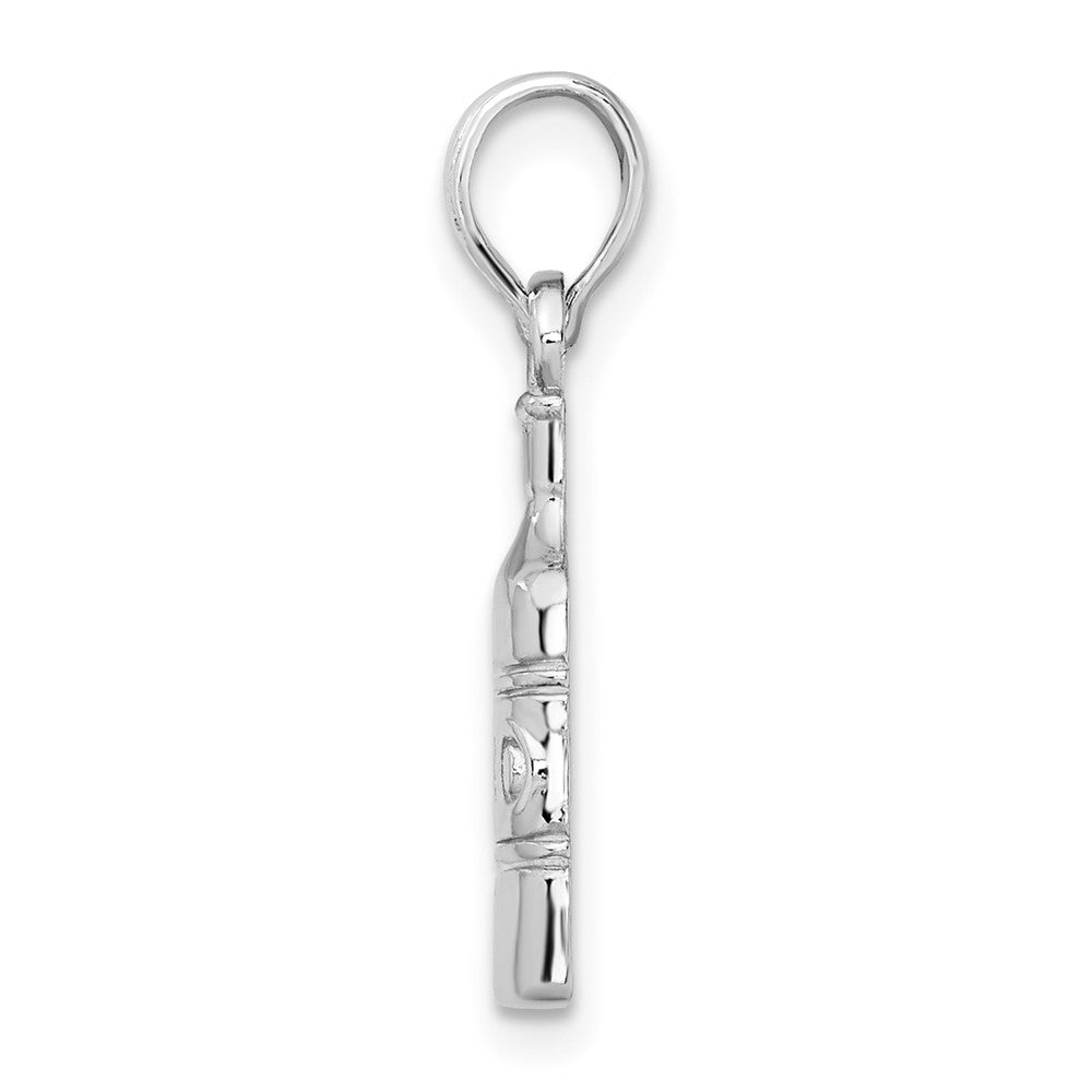 Sterling Silver Rhodium-plated Polished Wine Bottle Pendant