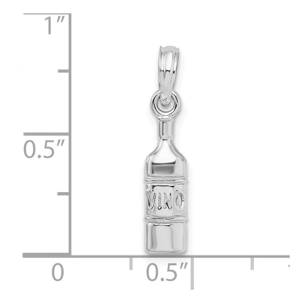 Sterling Silver Rhodium-plated Polished Wine Bottle Pendant