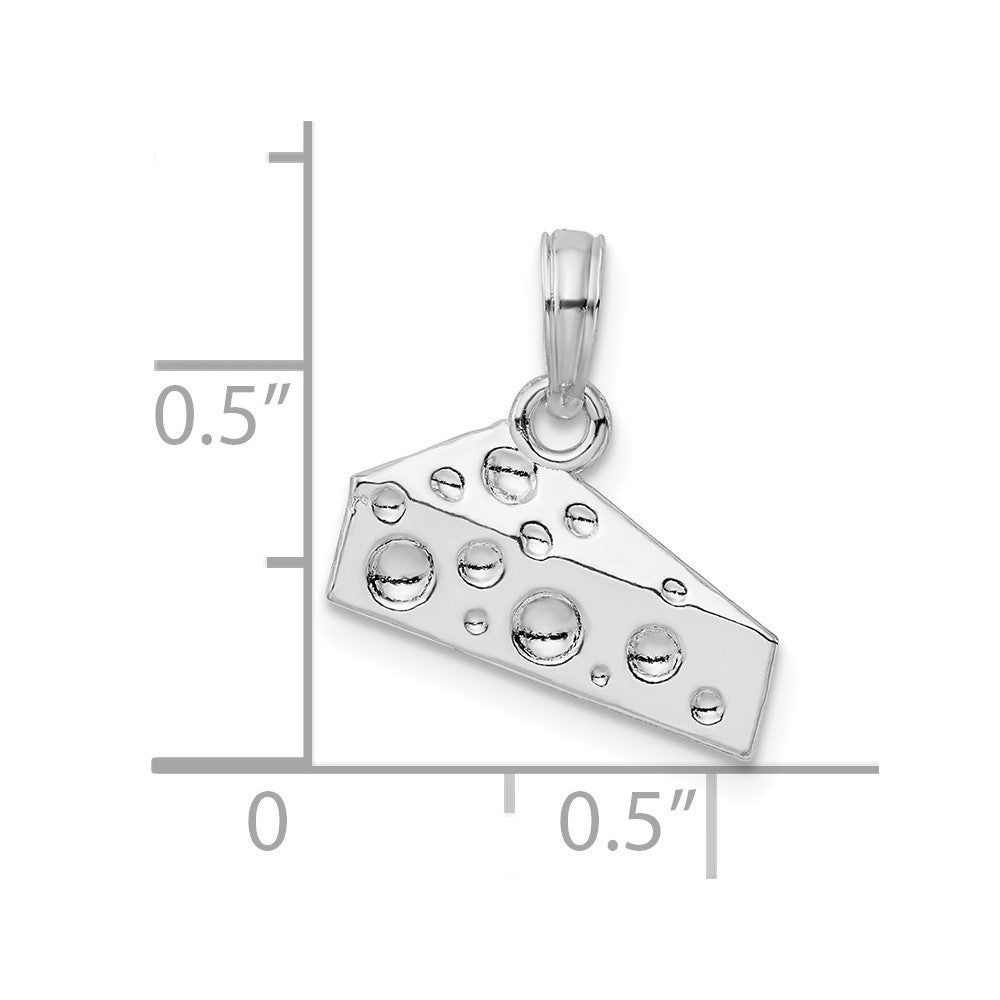 Sterling Silver Rhodium-plated Polished Cheese Wedge Pendant