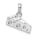 Sterling Silver Rhodium-plated Polished Cheese Wedge Pendant