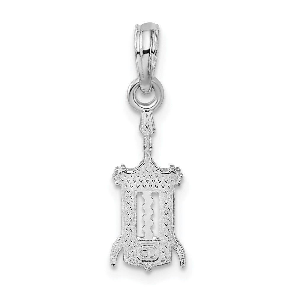 Sterling Silver Rhodium-plated Polished Wine Bottle Opener Pendant